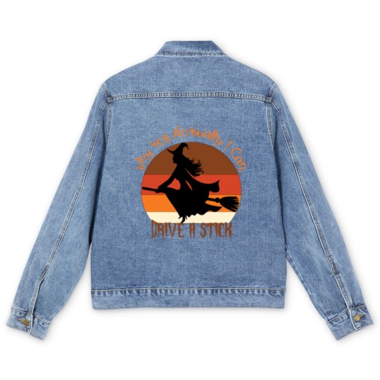 Discover Why Yes Actually I Can Drive A Stick retro vintage Men's Denim Jackets