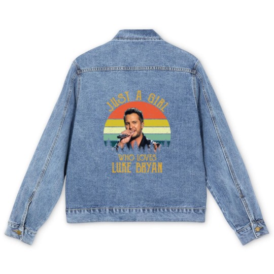Discover Just A Girl Who Loves Luke Bryan Racerback Men's Denim Jackets
