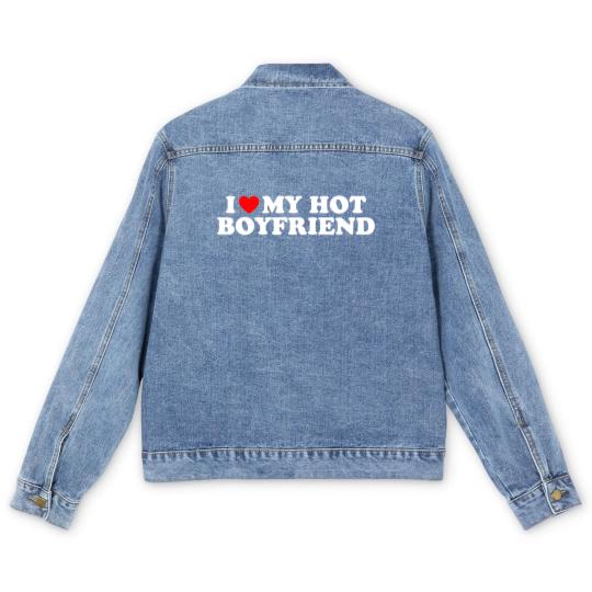 Discover I Love My Hot Boyfriend Men's Denim Jackets I Heart My Hot Boyfriend Men's Denim Jackets