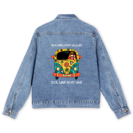 Discover on a dark desert highway cool wind in my hair Men's Denim Jackets
