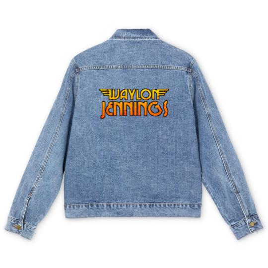 Discover Waylon text orange - Waylon Jennings - Men's Denim Jackets