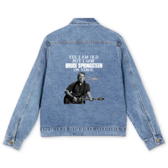 Discover SHUINIU Yes I Am Old But I Saw Bruce-Springsteen On Stage Men's Denim Jackets Vintage Gift Black