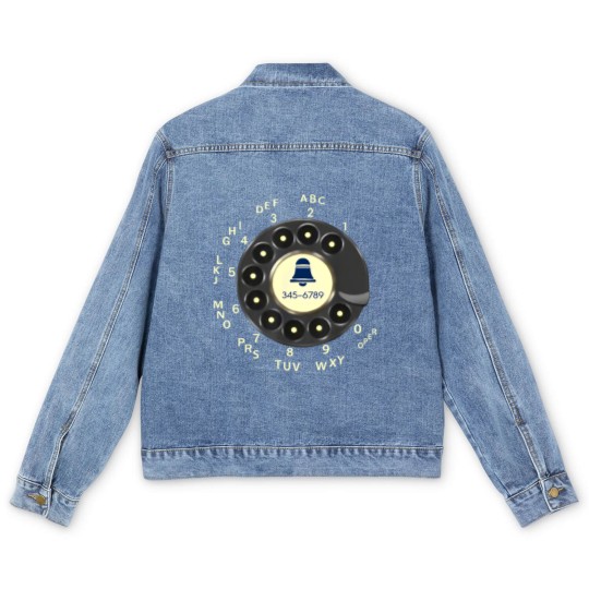 Discover Retro Rotary Dial Phone Old Phone Men's Denim Jackets