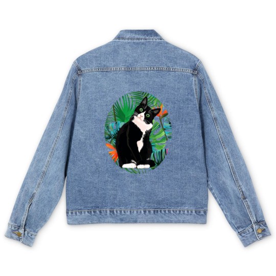 Discover Tuxedo Cat Tropical Gift Animal Lovers Men's Denim Jackets