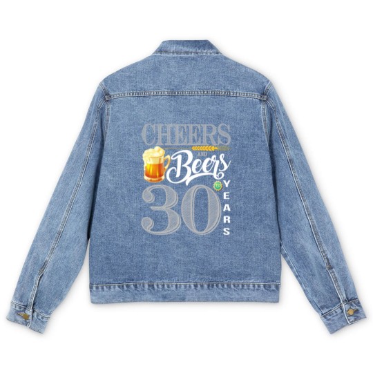 Discover 30th Birthday  Cheers And Beers To 30 Years Men's Denim Jackets