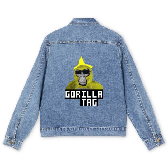 Discover Gorilla Tag Monkey Banana Peel Gorilla Monke Gorilla Tag PFP Maker png Men's Denim Jackets