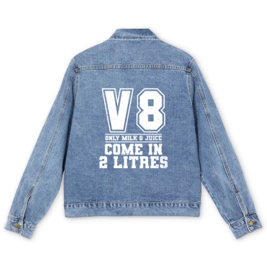 Discover V8 Engine Men's Denim Jackets | Milk And Juice Come 2 Litres Gift - V8 Engine - Men's Denim Jackets