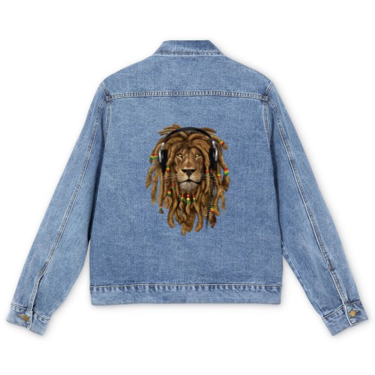 Discover Rasta Reggae Lion Music Art for Rastafari Lover Men's Denim Jackets