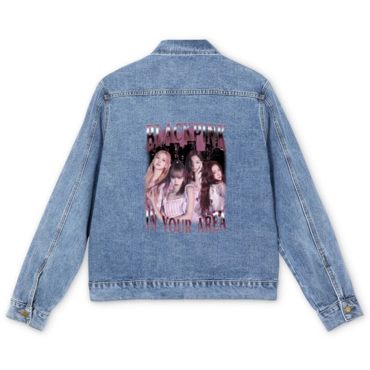 Discover Blackpink Kpop Men's Denim Jackets, Blackpink 90s Retro Bootleg Men's Denim Jackets