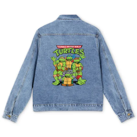 Discover Retro Teenage Mutant Ninja Turtles Men's Denim Jackets, Funny Turtle Men's Denim Jackets