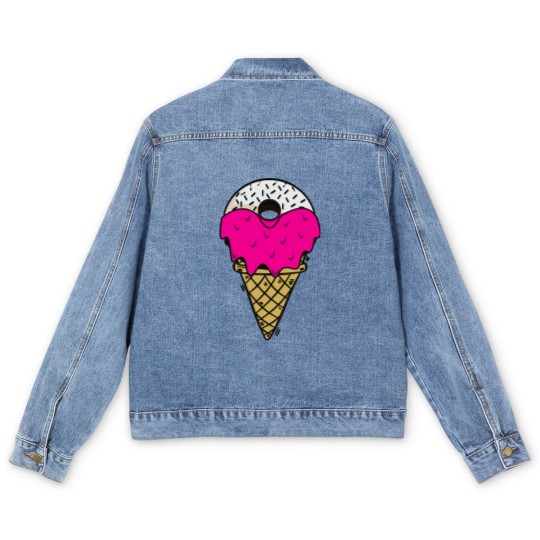 Discover Donut Ice Cream Melting donut ice cream Men's Denim Jackets