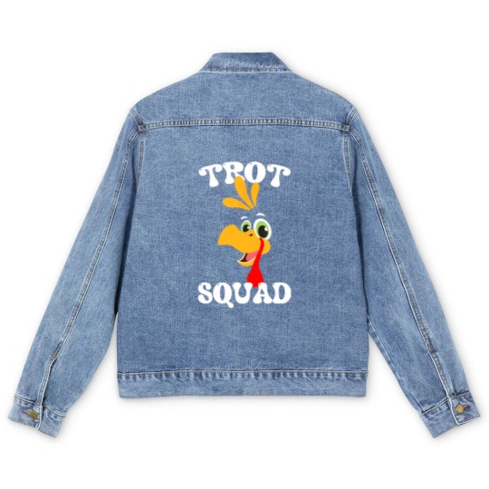 Discover Trot Squad Funny Turkey Trot Matching Thanksgiving 2023 Men's Denim Jackets