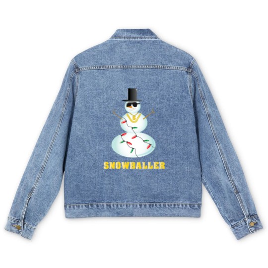 Discover Snowballer Snowman Baller Men's Denim Jackets