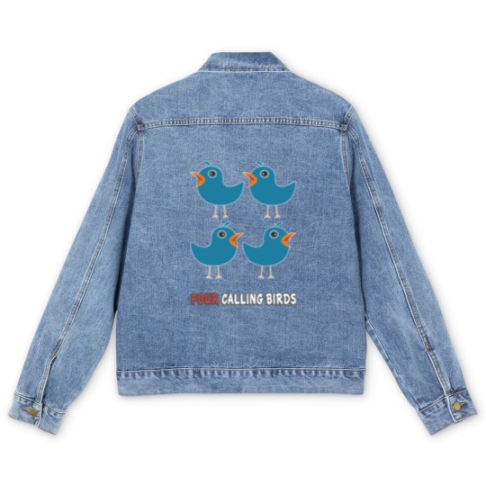 Discover Four Calling Birds Song 12 Days Christmas Men's Denim Jackets