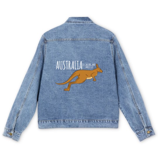 Discover Kangaroo-Australia Is Calling And I Must Go Men's Denim Jackets