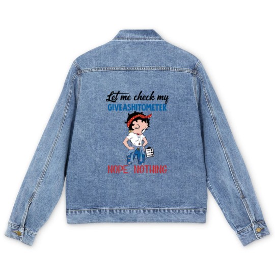 Discover Betty Boop Let Me Check My Giveashitometer Nope Nothing Vintage Men's Denim Jackets