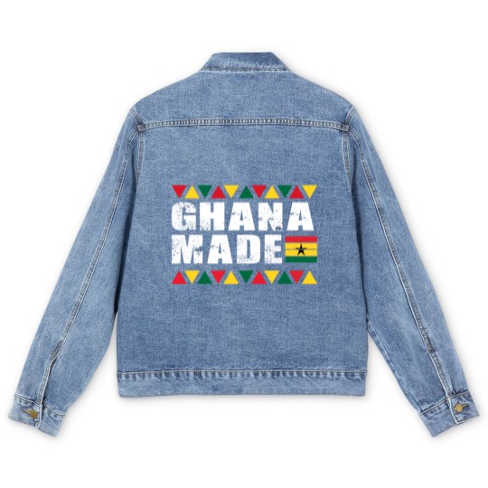 Discover Ghana Made Black Star Country Flag Men's Denim Jackets