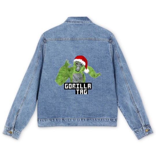 Discover Gorilla Tag Green Santa Hat Gorilla  png Men's Denim Jackets