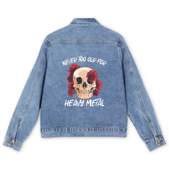 Discover Skull with Red Roses Heavy Metal Hard Rock - Vintage Heavy Metal - Men's Denim Jackets