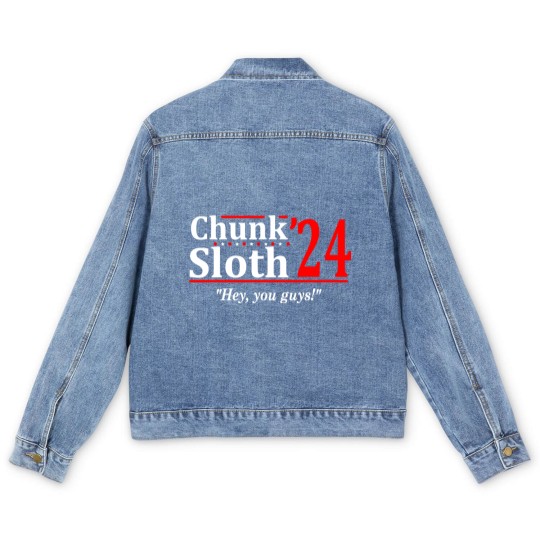 Discover Chunk and Sloth '24 - election funny 80s retro humor Men's Denim Jackets