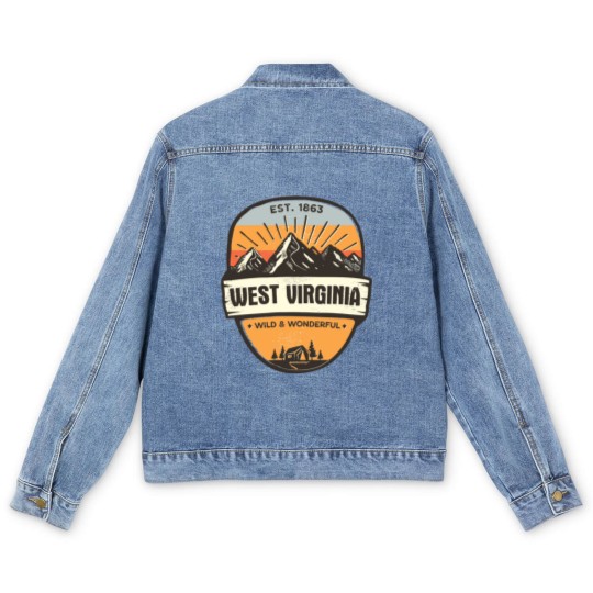 Discover West Virginia Wild And Wonderful Vintage Retro Mou Men's Denim Jackets