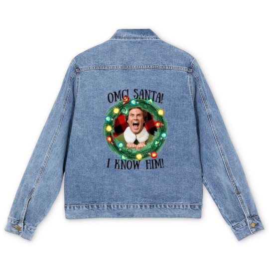 Discover Santa OMG I Know Him Men's Denim Jackets, Christmas Movie Men's Denim Jackets