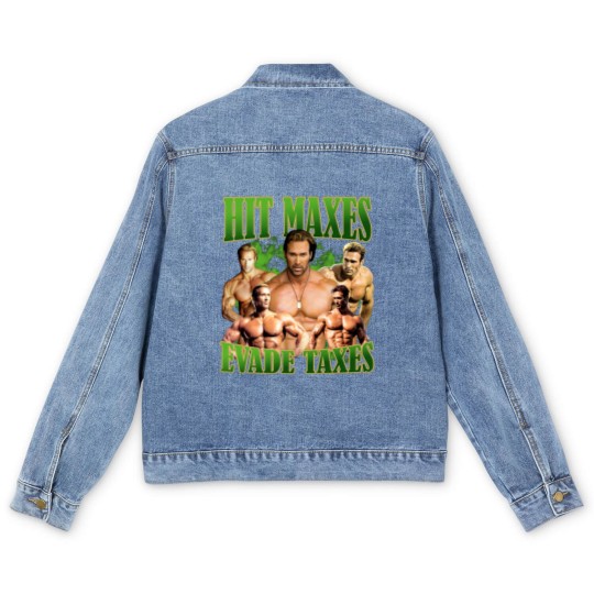 Discover Hit Maxes Evade Taxes Mike Ohearn Funny Meme Gym Men's Denim Jackets