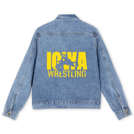 Discover Iowa Wrestling Freestyle Wrestler Gift The Hawkeye Men's Denim Jackets