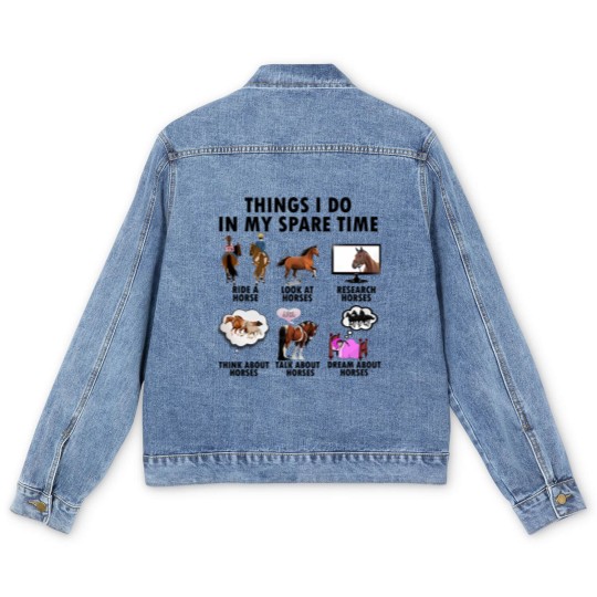 Discover Horse Lover Men's Denim Jackets | Gift For Horse Lover | Things I Do In Spare Time Men's Denim Jackets