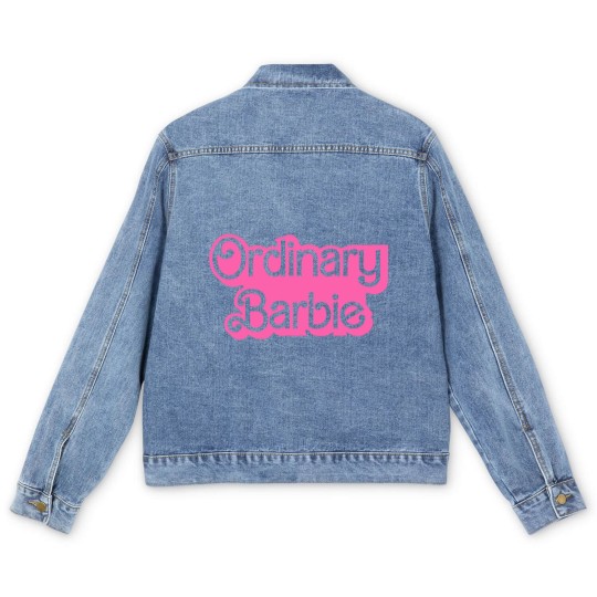 Discover Ordinary Barbie Unisex Men's Denim Jackets Jersey Short Sleeve Men's Denim Jackets in White and Barbie Pink
