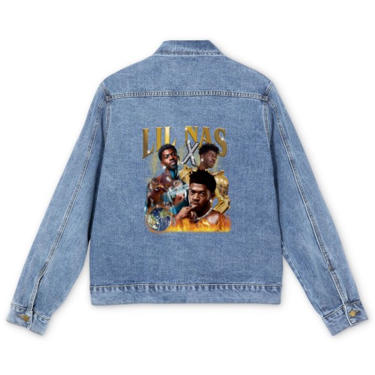 Discover Lil nas X Men's Denim Jackets, Lil nas X Vintage Bootleg Men's Denim Jackets, Lil nas X Vintage Retro Graphic Men's Denim Jackets