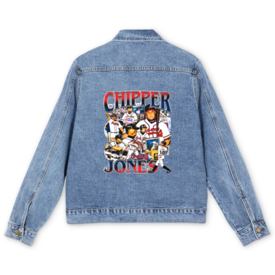 Discover Vintage 90s Graphic Style Chipper Jones Men's Denim Jackets Vintage Sport Men's Denim Jackets