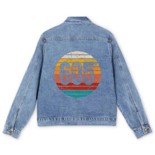 Discover Distressed Vintage Sunset 605 Area Code Men's Denim Jackets