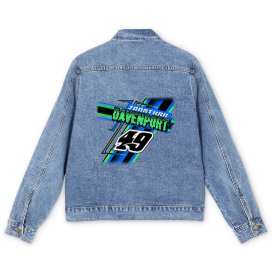 Discover Jonathan Davenport Late Model Dirt Track Blue Racing Graphic Men's Denim Jackets