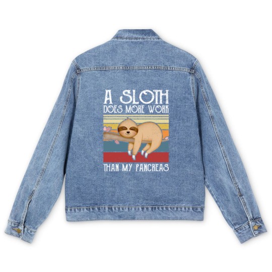 Discover A Sloth Does More Work Than My Pancreas, Men's Denim Jackets