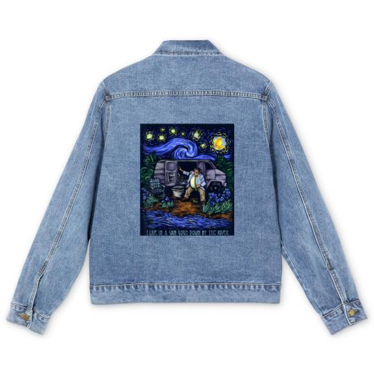 Discover i live in a van gogh down by the river t Men's Denim Jackets
