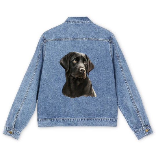 Discover Black Labrador Black Labrador- Black Labrador Head And Shoulders Men's Denim Jackets