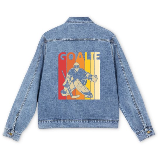 Discover Hockey Goalie T- Men's Denim Jackets Vintage Hockey Goalie T- Men's Denim Jackets Men's Denim Jackets
