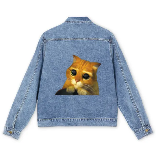 Discover Shrek Puss In Boots Cute Men's Denim Jackets