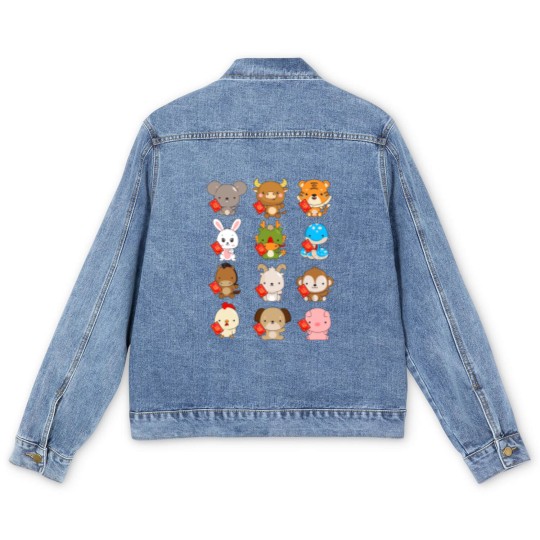 Discover New Year Chinese 2023 Zodiac Animal Lunar New Year Men's Denim Jackets