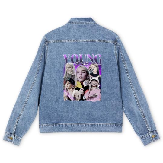 Discover Young Miko Rap Men's Denim Jackets, Baby Miko Trap Kitty Vintage 90s Style Men's Denim Jackets