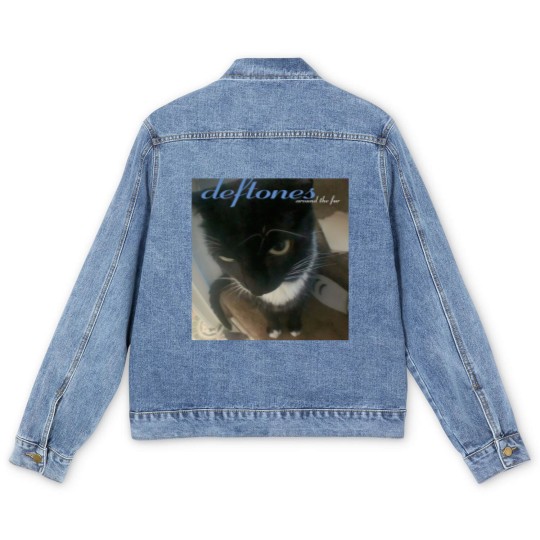 Discover Deftone Men's Denim Jackets Deftone Cat Meme Men's Denim Jackets Cattones Gift For Them