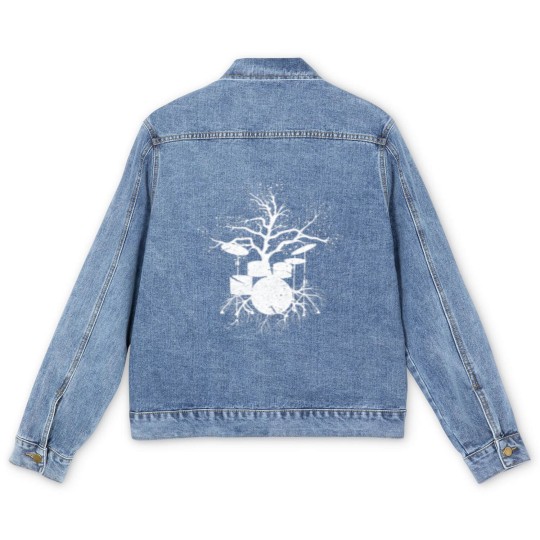 Discover Drumming Drummer Drumset Tree Drums Player Distres Men's Denim Jackets