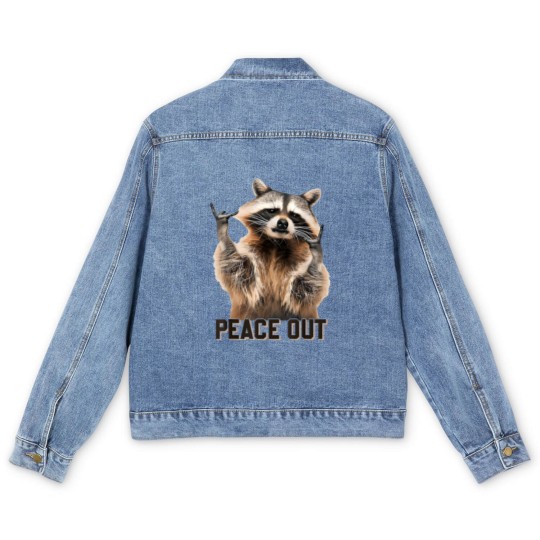 Discover Funny Raccoon Peace Out Sarcastic Raccoon Trashed Panda Men's Denim Jackets