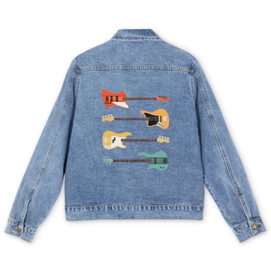 Discover Vintage Bass Guitar - Bassist Rock Music Band Gift Men's Denim Jackets