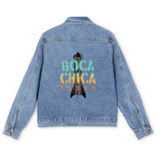 Discover Boca Chica Texas Starship Cool Retro Men's Denim Jackets