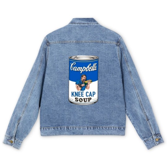 Discover Campbell's Kneecap Soup Graphic Men's Denim Jackets, Dan Campbell's Kneecap Soup Graphic
