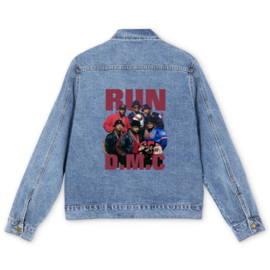 Discover Run D.M.C Streetwear Gifts Men's Denim Jackets Hip Hop 90s Vintage Retro Graphic Men's Denim Jackets Rap Men's Denim Jackets