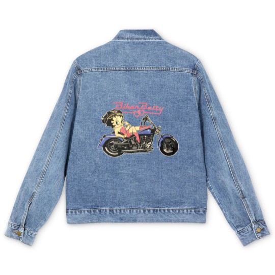 Discover 1993 Biker Betty Boop vintage motorcycle Men's Denim Jackets Men's Denim Jackets