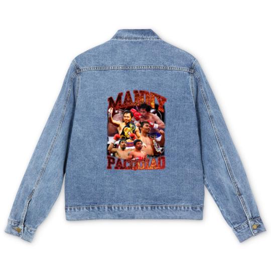 Discover Manny PacMan Pacquiao Streetwear  Snow Wash Men's Denim Jackets